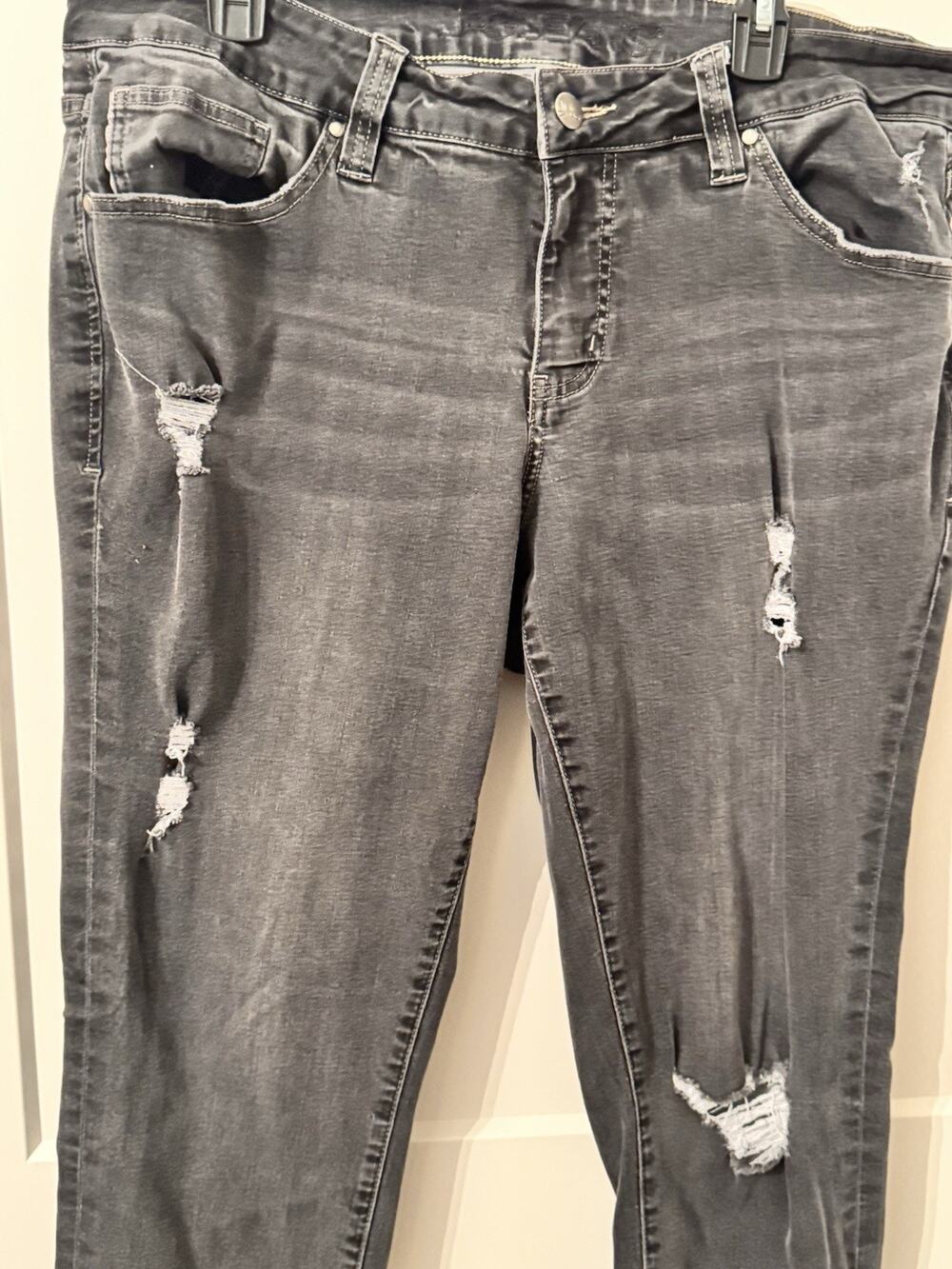 Jag Jeans Plus Sz 18W Black Stretch Denim Girlfriend Raw Edge Ankles Retro Boho